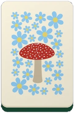Flower: mushroom and blue blooms